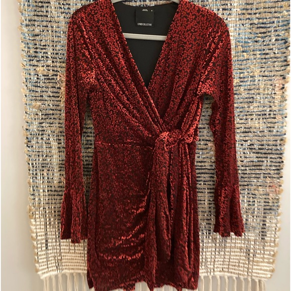 ❤️ Lulus C/MEO Breakthrough Black and Red Velvet Long Sleeve Tie-Front Dress - Picture 5 of 7